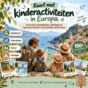 Kaart met kinderactiviteiten in Europa